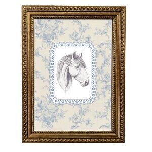 Blue Tiole Equestrian Sketch Framed Art